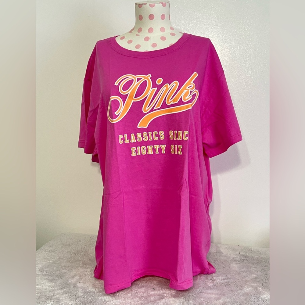 VS PINK CAMPUS COTTON TEE LIMITED EDITION LARGE NWT
